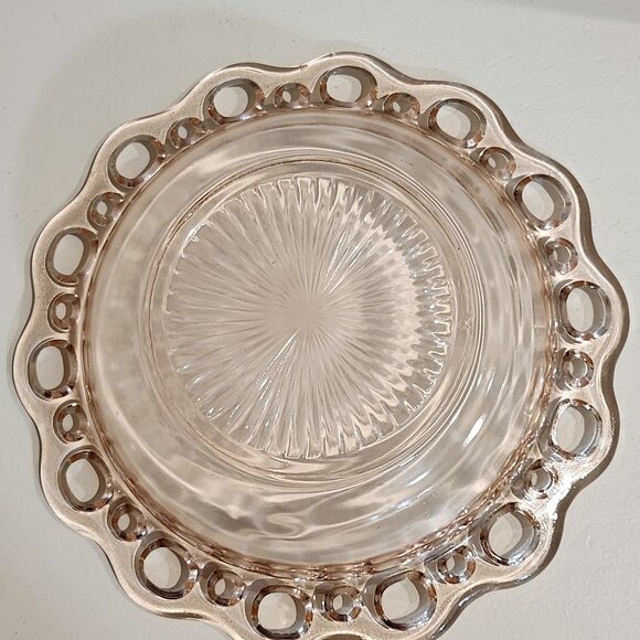 Pink Depression Glass Old Colony Laced Edge and Ribbed Vintage Anchor Hocking - Picture 8 of 10